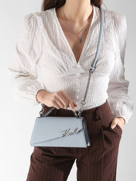 Cross Body Tas K Signature Leder Karl lagerfeld Blauw k signature A1W30458 ander zicht 1
